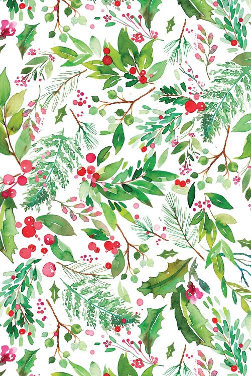 Watercolor Winter Holiday Nature by Ninola Design wall art