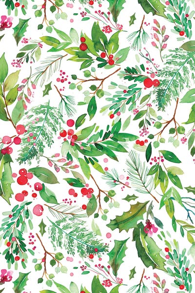 Floral & Botanical Patterns: Watercolor Winter Holiday Nature by Ninola Design