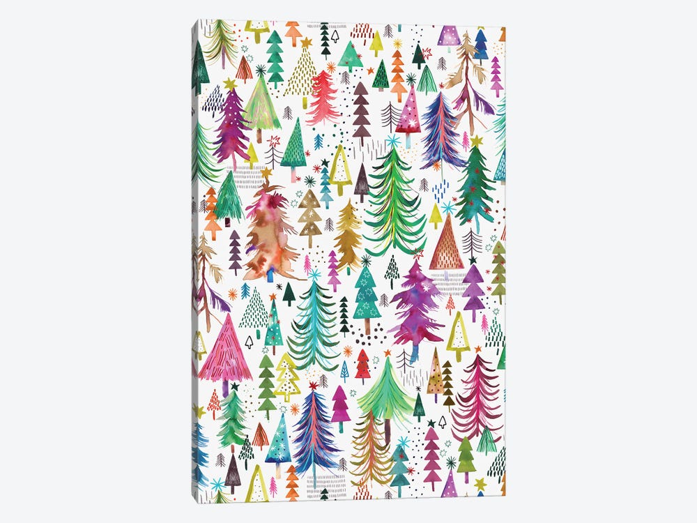 Christmas Colorful Trees by Ninola Design 1-piece Canvas Artwork
