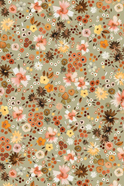 Ninola Design: Little Flowers Sage Green by Ninola Design