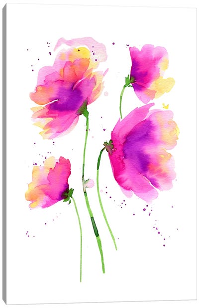 Abstract Poppies Pink Canvas Art Print - Ninola Design