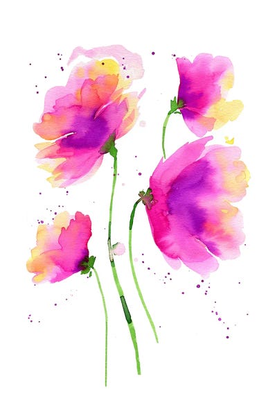 Abstract Watercolors: Abstract Poppies Pink by Ninola Design