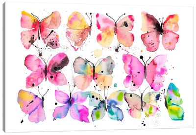 Artistic Butterflies Watercolor Canvas Art Print - Ninola Design