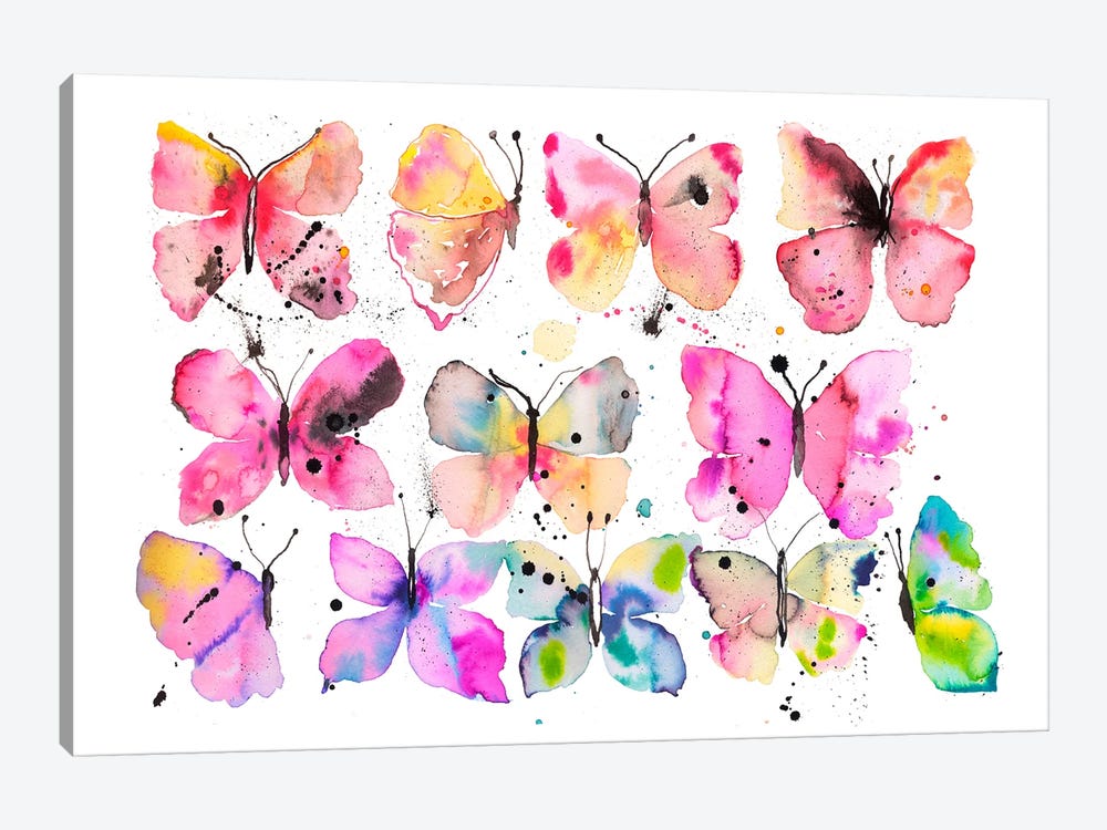 Artistic Butterflies Watercolor by Ninola Design 1-piece Canvas Art Print