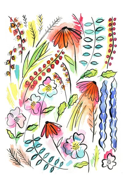 Artsy Flowers by Ninola Design framed canvas print