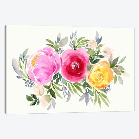 Bouquet Romantic 3 Roses Orange Canvas Print #NDE425} by Ninola Design Canvas Art