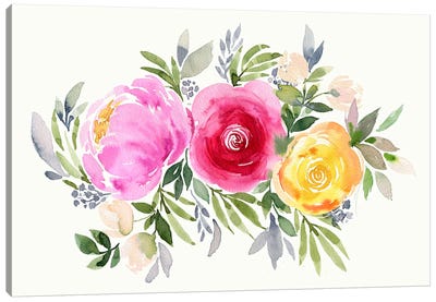 Bouquet Romantic 3 Roses Orange Canvas Art Print - Ninola Design