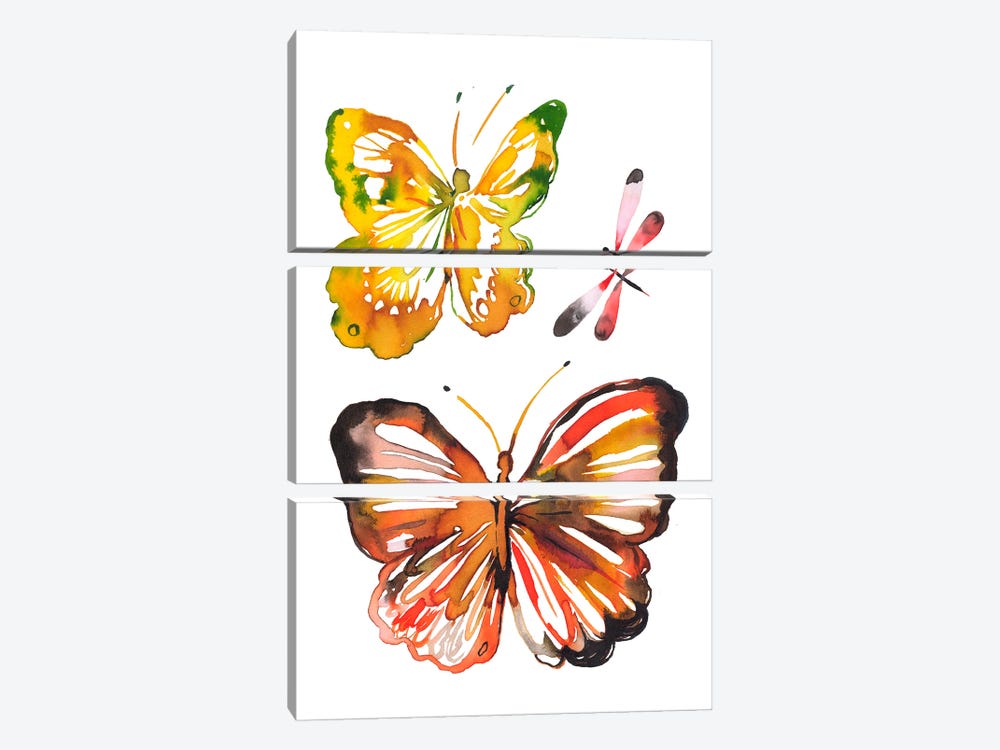 Butterfly Dragonfly by Ninola Design 3-piece Canvas Wall Art