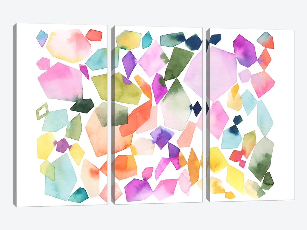 Watercolor Crystals And Gems II by Ninola Design 3-piece Canvas Print