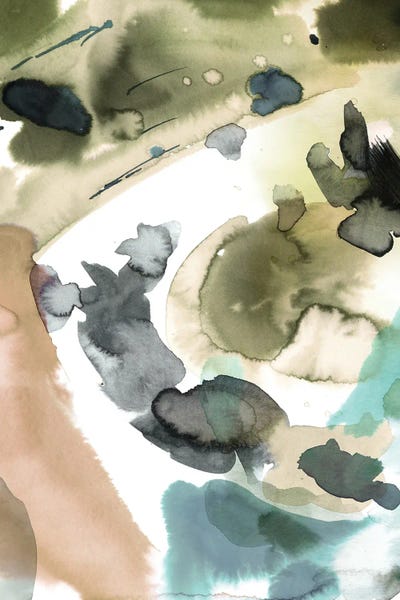 Expressive Abstract Painting Gold Blue by Ninola Design framed canvas print