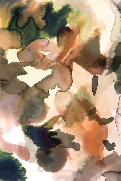 Ninola Design: Expressive Abstract Painting Orange Golden by Ninola Design