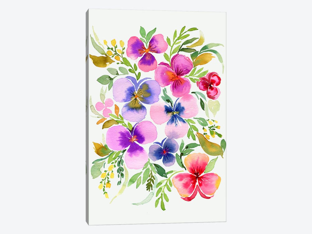 Watercolor Floral Pansies by Ninola Design 1-piece Art Print