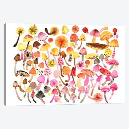 Forest Mushrooms Canvas Print #NDE446} by Ninola Design Canvas Wall Art