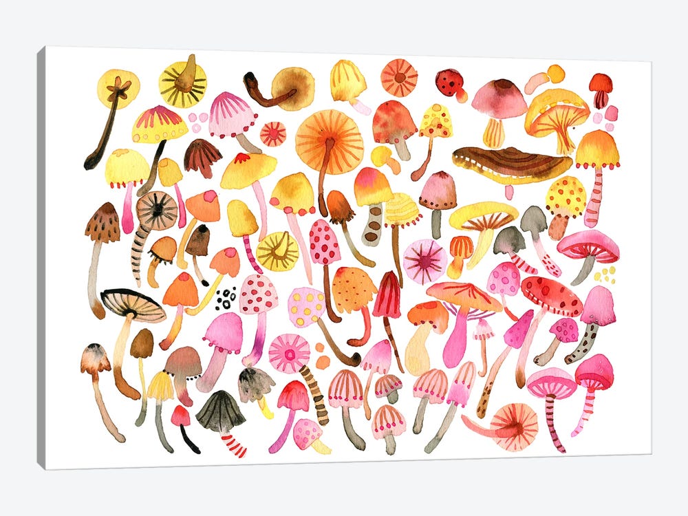 Forest Mushrooms by Ninola Design 1-piece Canvas Art Print