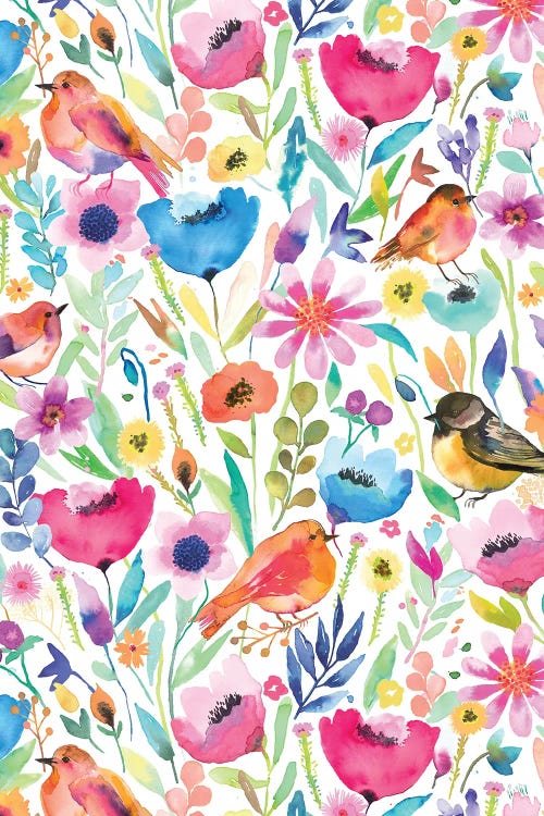 Hidden Whimsical Meadow Birds Color