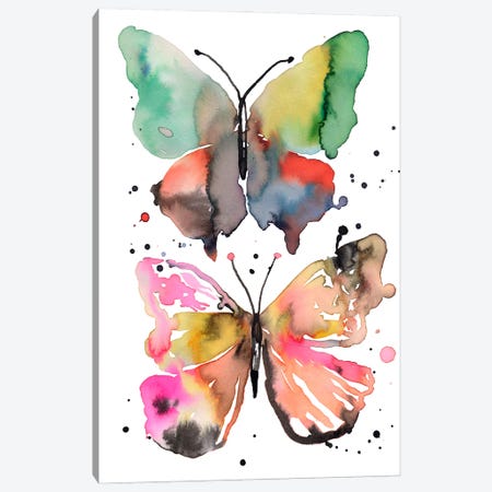Watercolor Ink Artistic Butterflies Canvas Print #NDE450} by Ninola Design Canvas Artwork