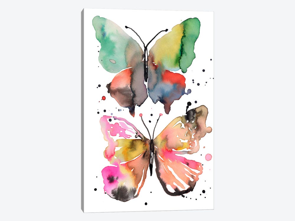 Watercolor Ink Artistic Butterflies by Ninola Design 1-piece Canvas Artwork