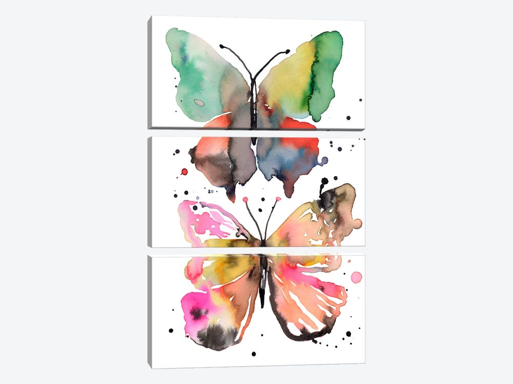 Watercolor Ink Artistic Butterflies by Ninola Design 3-piece Canvas Art