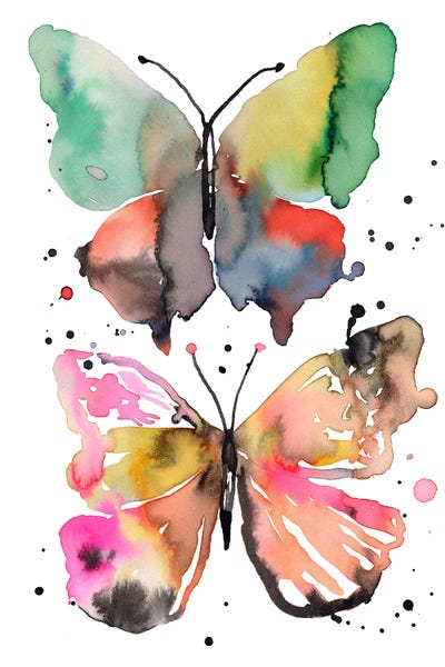 Butterflies: Watercolor Ink Artistic Butterflies by Ninola Design