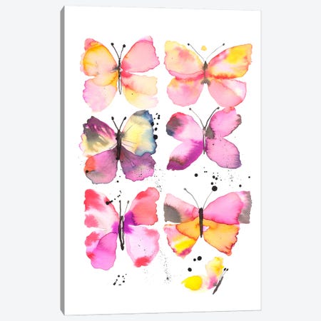 Magic Butterflies Watercolor Canvas Print #NDE452} by Ninola Design Canvas Wall Art