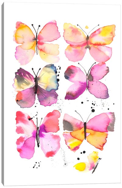 Magic Butterflies Watercolor Canvas Art Print - Ninola Design