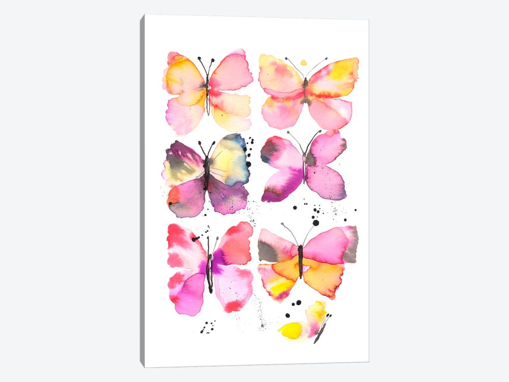 Magic Butterflies Watercolor by Ninola Design 1-piece Canvas Artwork