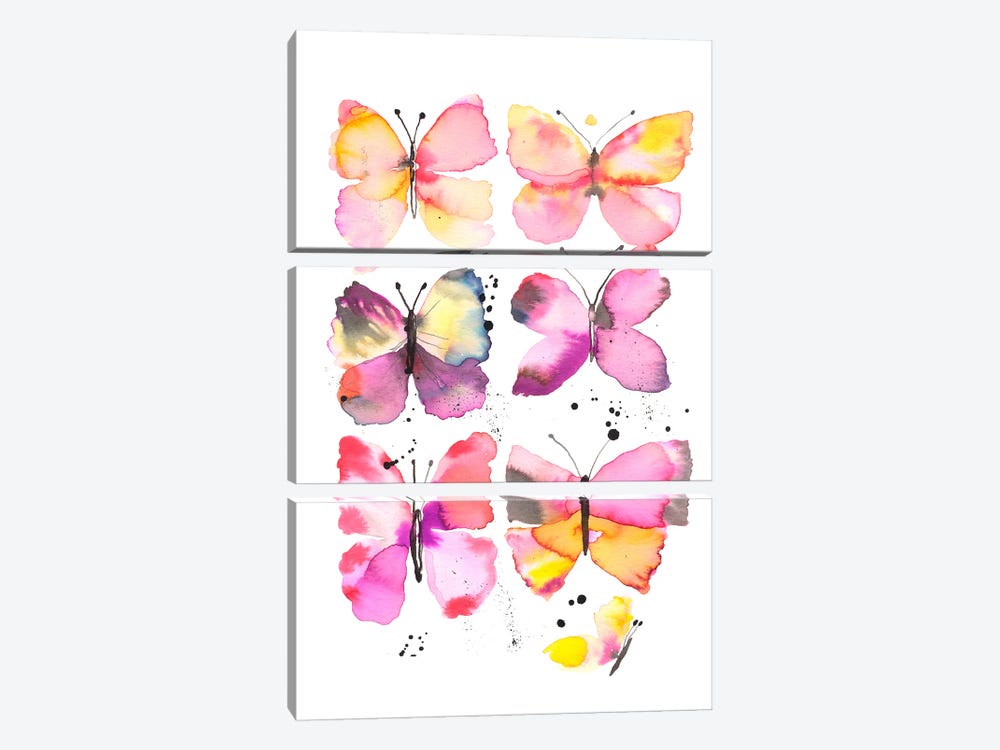 Magic Butterflies Watercolor by Ninola Design 3-piece Canvas Wall Art