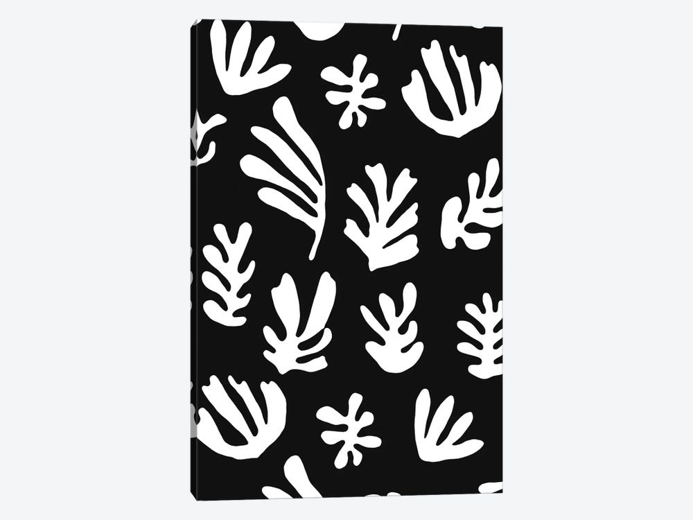 Matisse Scandi Leaves Black White by Ninola Design 1-piece Canvas Art