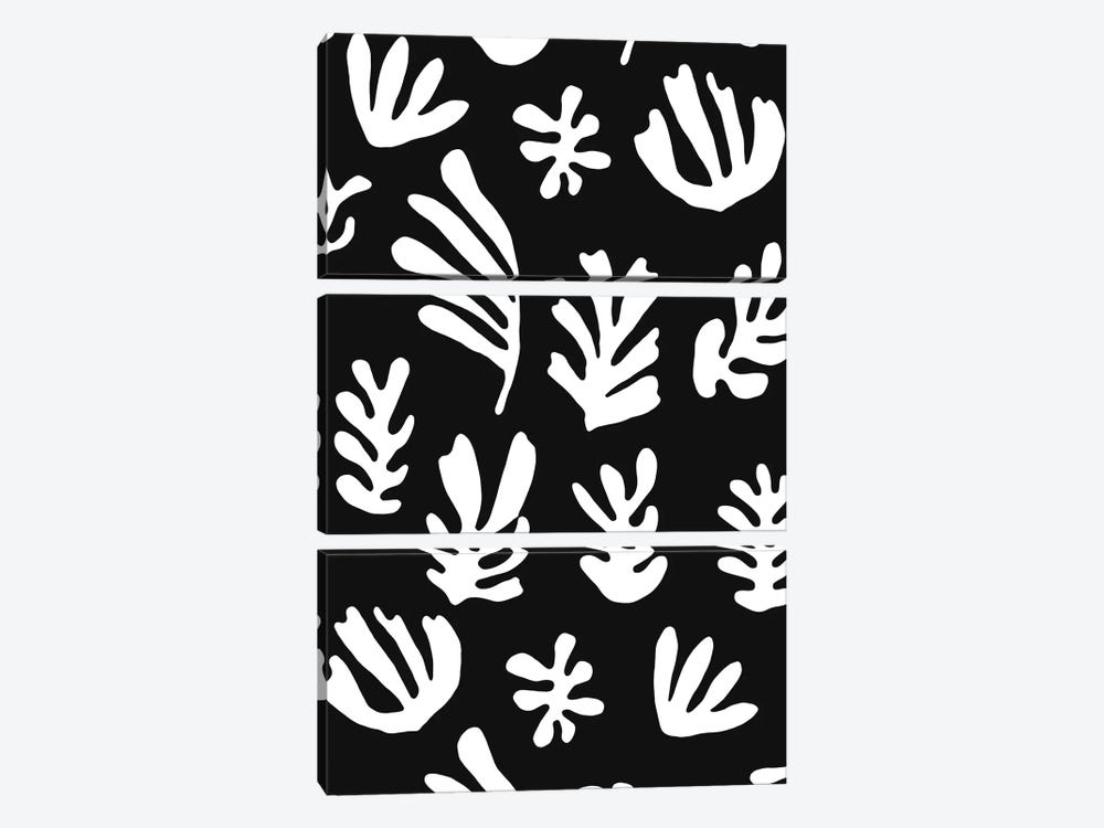 Matisse Scandi Leaves Black White by Ninola Design 3-piece Canvas Artwork