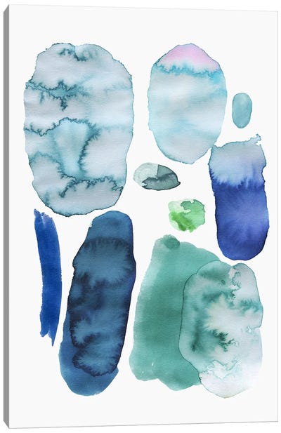 Scandi Abstract Strokes Blue Canvas Art Print - Ninola Design
