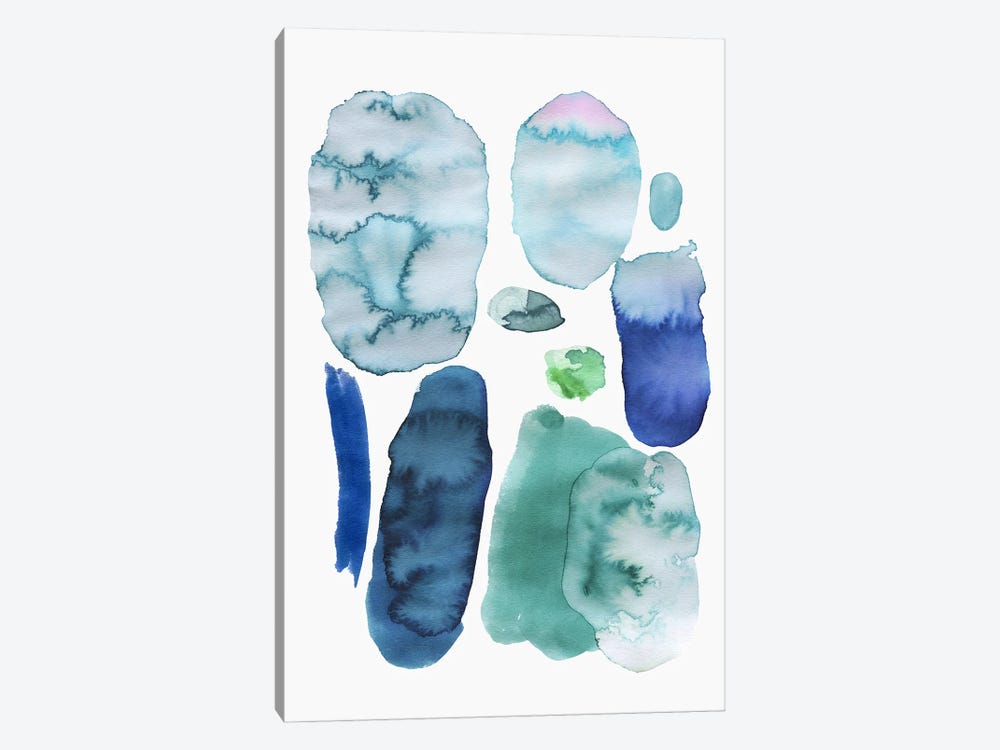 Scandi Abstract Strokes Blue by Ninola Design 1-piece Canvas Art