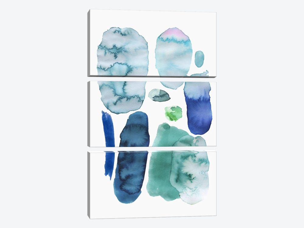 Scandi Abstract Strokes Blue by Ninola Design 3-piece Canvas Artwork