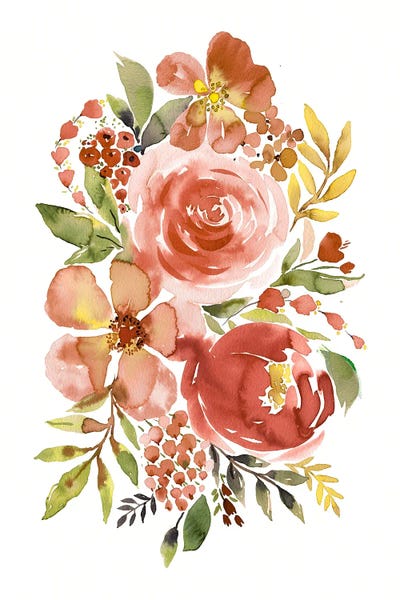 Summery Bouquet Terracotta by Ninola Design framed canvas print