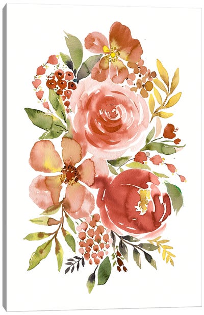 Summery Bouquet Terracotta Canvas Art Print - Ninola Design