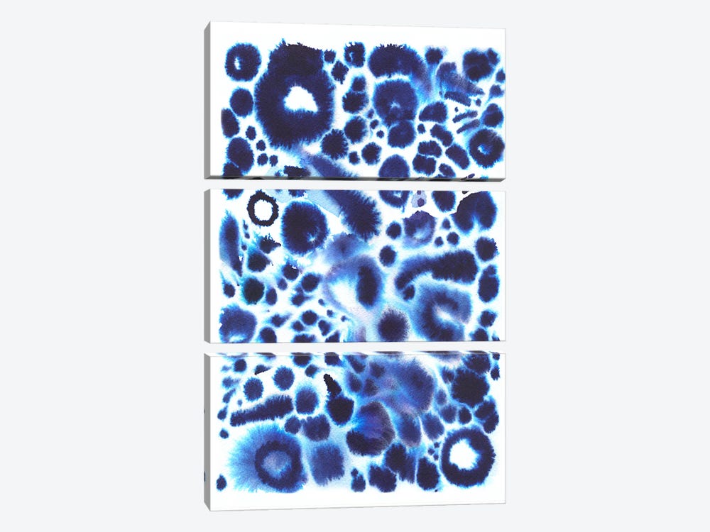 Textural Abstract Indigo Blue by Ninola Design 3-piece Canvas Print