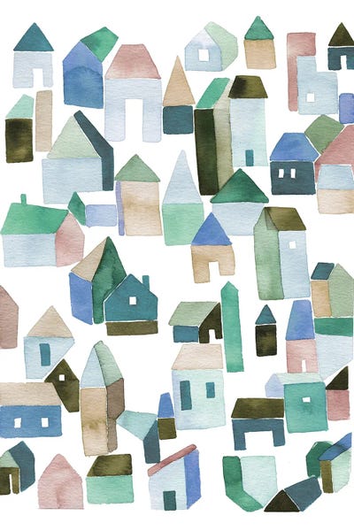 Ninola Design: Town Houses Blue by Ninola Design