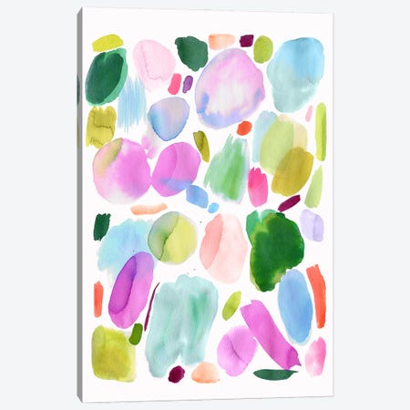 Watercolour Abstract Palette Acid Pink Green Canvas Print #NDE475} by Ninola Design Canvas Print