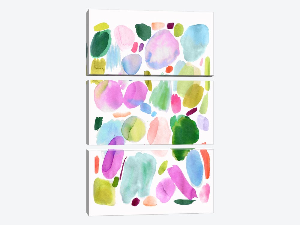 Watercolour Abstract Palette Acid Pink Green by Ninola Design 3-piece Canvas Print