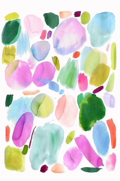 Abstract Watercolors: Watercolour Abstract Palette Acid Pink Green by Ninola Design