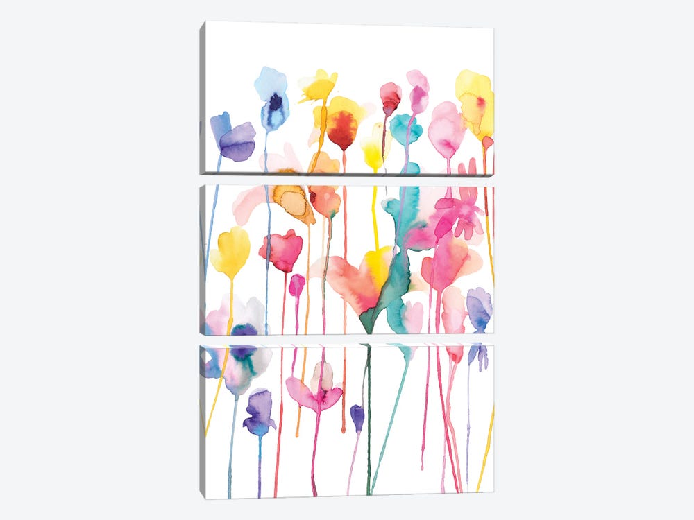 Wild Flowers I - Minimal by Ninola Design 3-piece Canvas Print