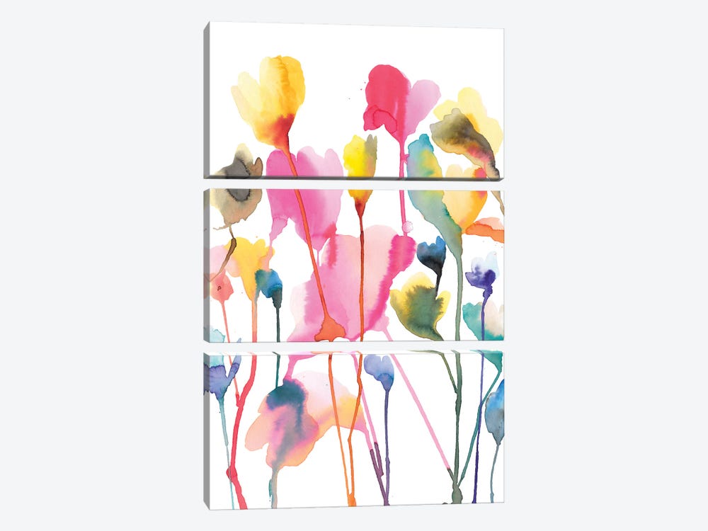 Wild Flowers II - Minimal by Ninola Design 3-piece Canvas Wall Art