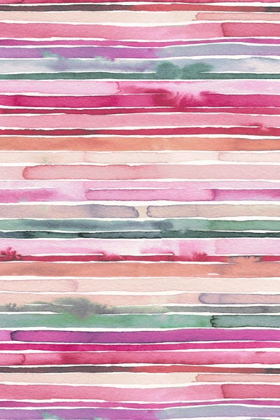 Stripes: Colorful Watercolor Pink Stripes by Ninola Design
