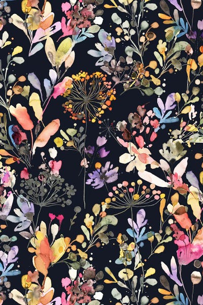 Floral & Botanical Patterns: Dark Floral Wild Grasses by Ninola Design