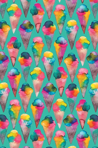 Ninola Design: Ice Cream Cones Green by Ninola Design