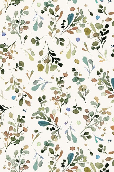 Modern Farmhouse Décor: Wild Nature Botanical Leaves Green by Ninola Design