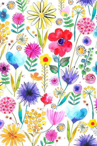 Floral & Botanical Patterns: Colourful Spring Garden Flowers by Ninola Design