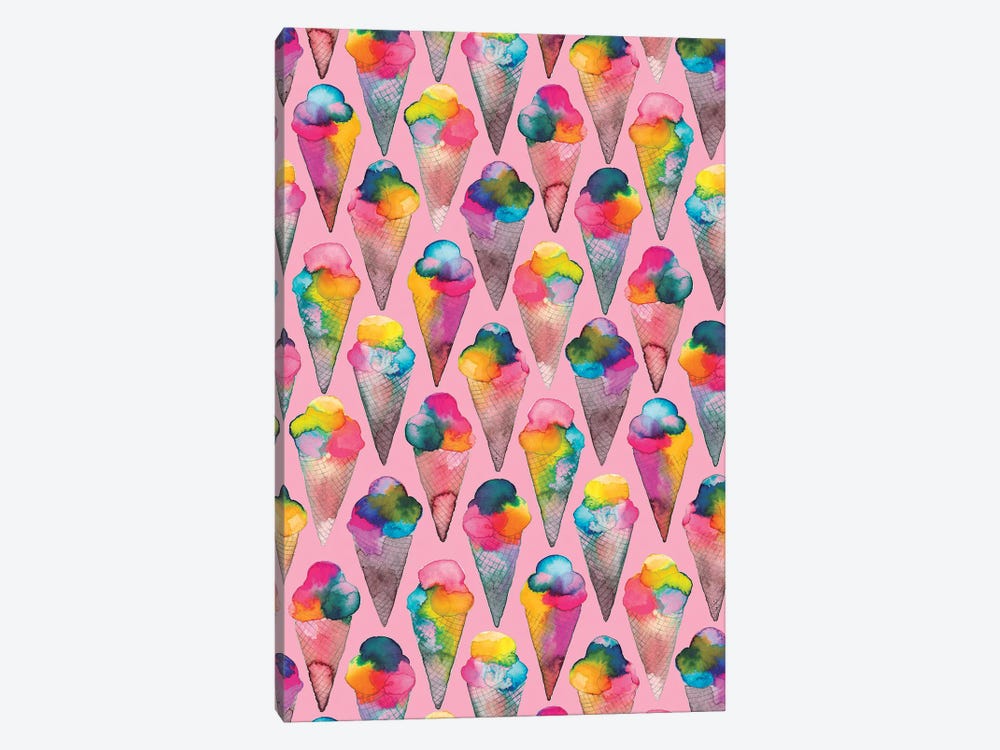 Ice Cream Cones Pink by Ninola Design 1-piece Canvas Wall Art