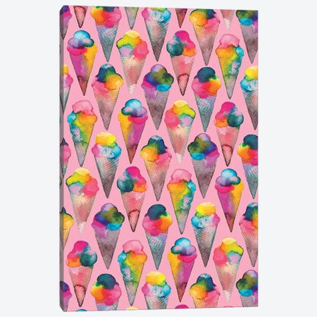 Ice Cream Cones Pink Canvas Print #NDE49} by Ninola Design Canvas Art