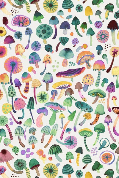Ninola Design: Mushrooms Colorful Psychedelic by Ninola Design