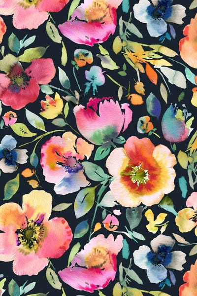 Ninola Design: Psychedelic Poppies Dark Floral by Ninola Design
